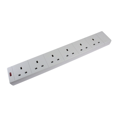 6 Gang Extension Block - Unswitched 13Amp White